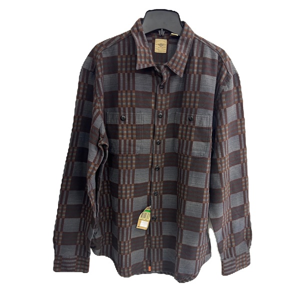 NWT DOCKERS LONG SLEEVES CASUAL FLANNEL PLEATED BUTTONS DOWN SHIRT FITTED IN L - Picture 2 of 7